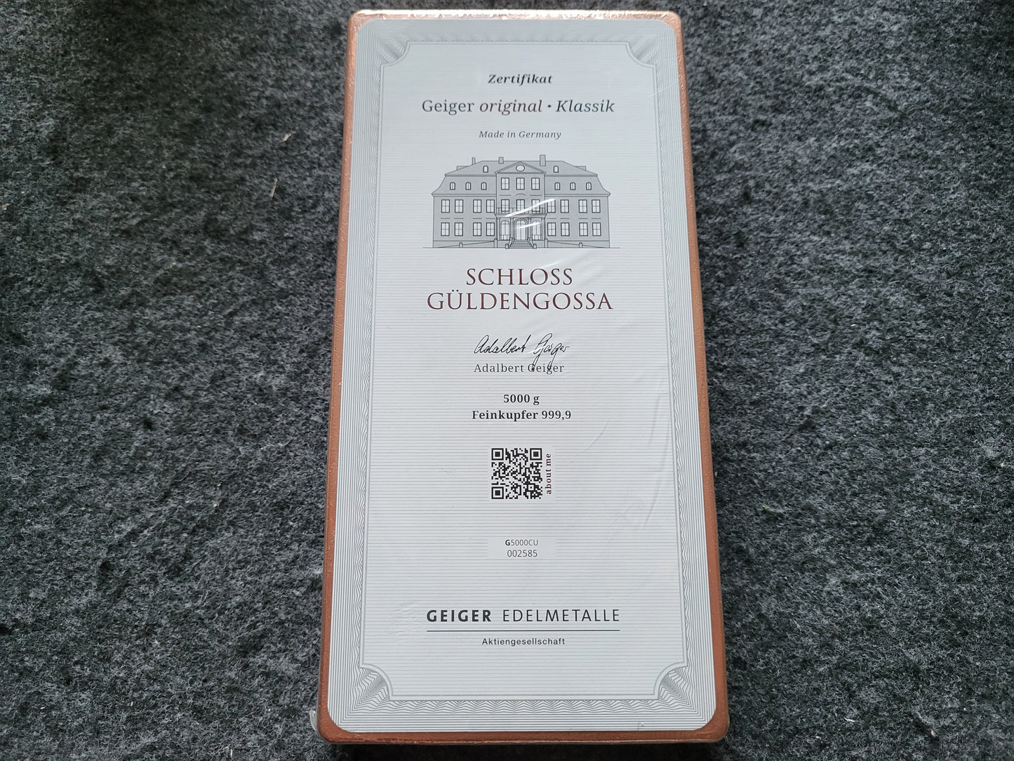 5kg Kupferbarren Geiger Edelmetalle