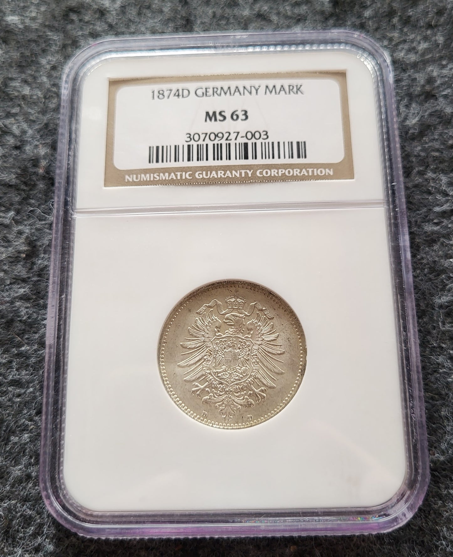 1 Mark Kaiserreich 1874 D NGC zertifiziert MS 63
