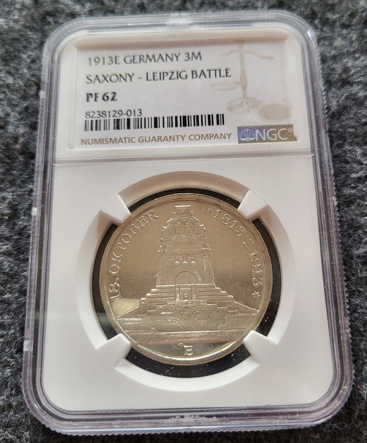 3 Mark Kaiserreich Sachsen 1913 NGC zertifiziert PF 62 PP