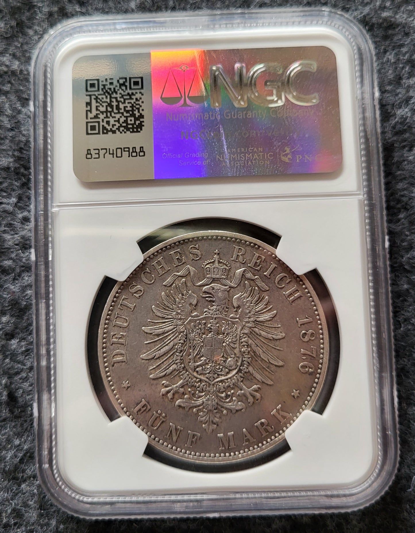 5 Mark Bayern 1876 NGC zertifiziert AU gereinigt