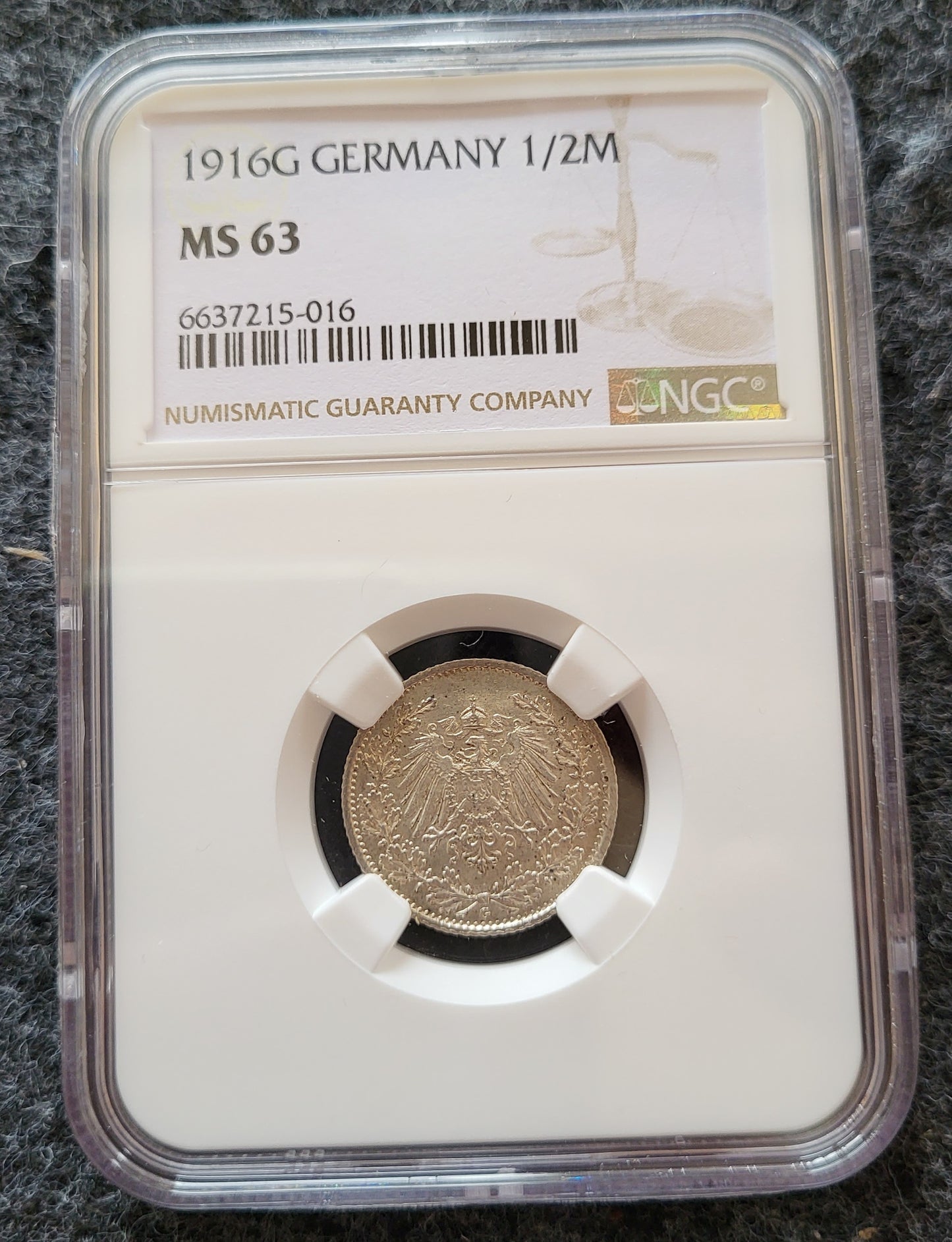 1/2 Mark Kaiserreich 1916G NGC MS 63