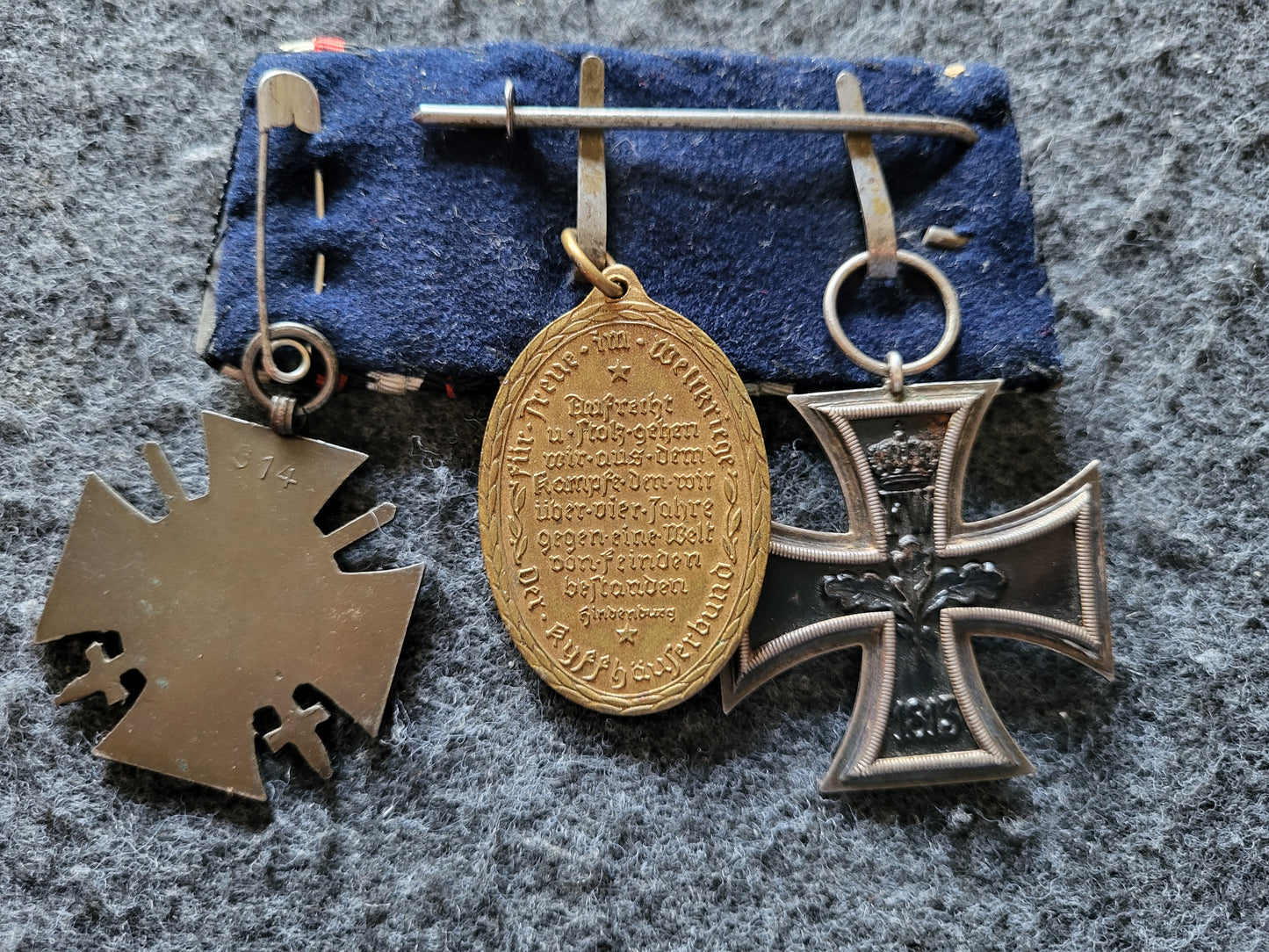 Ordenschnalle mit EK 2. Klasse 1. WK, Ehrenkreuz für Frontkämpfer und Kyffhäuserbund Abzeichen