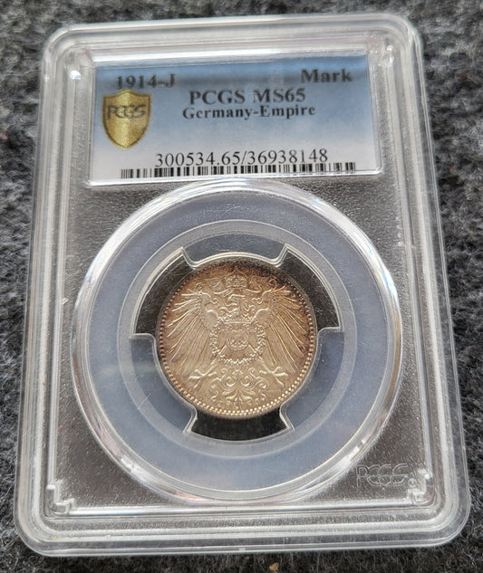 1 Mark Kaiserreich 1914 J PCGS zertifiziert MS 65