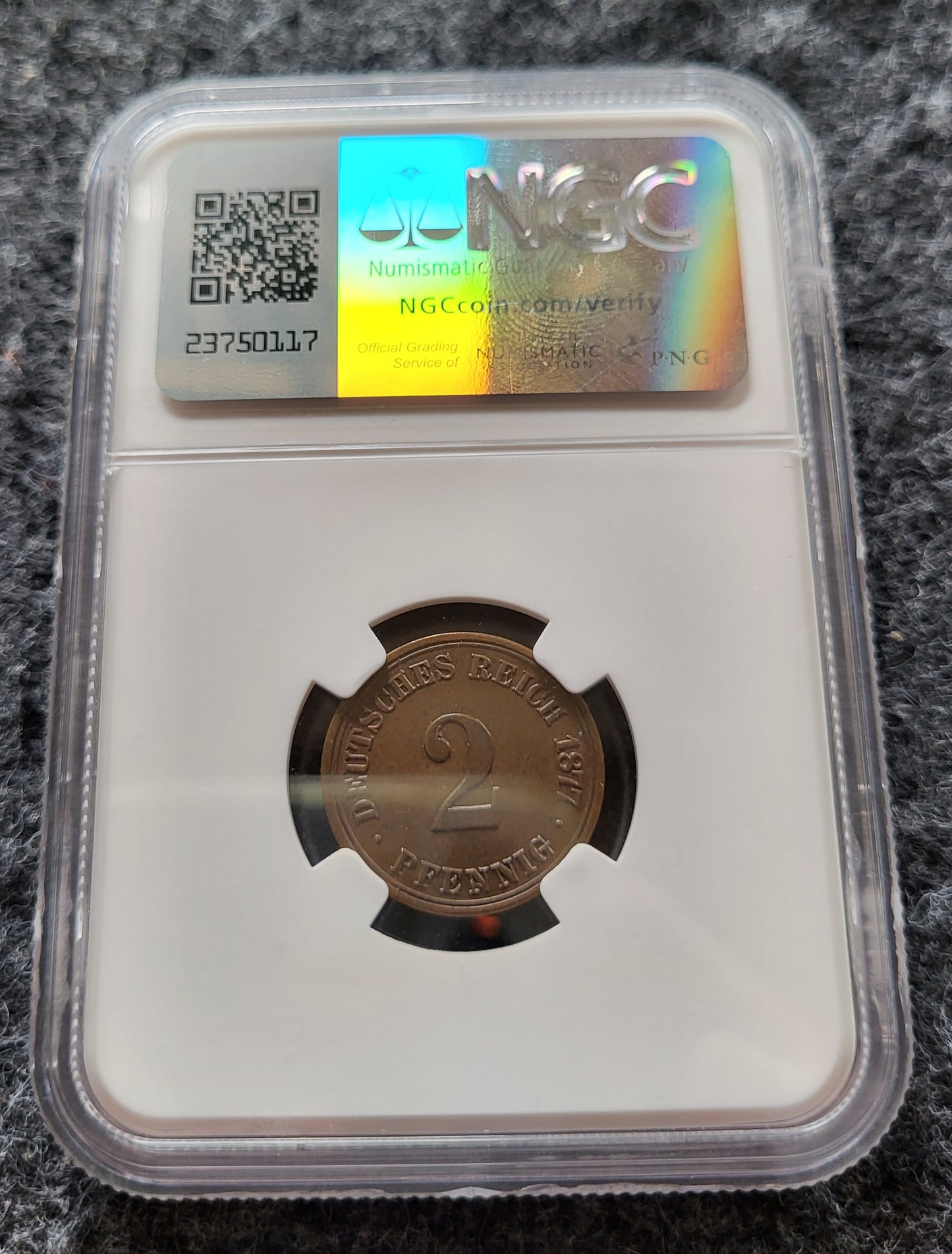 2 Pfennig Kaiserreich 1877 A NGC zertifiziert AU 58