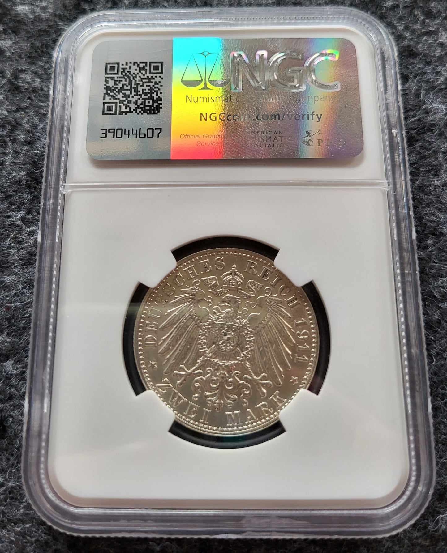 2 Mark Kaiserreich Bayern 1911 NGC zertifiziert MS gereinigt