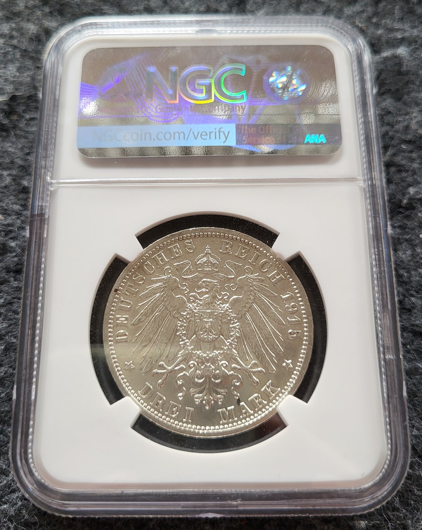 3 Mark Kaiserreich Braunschweig Lüneburg 1915 NGC zertifiziert MS 61