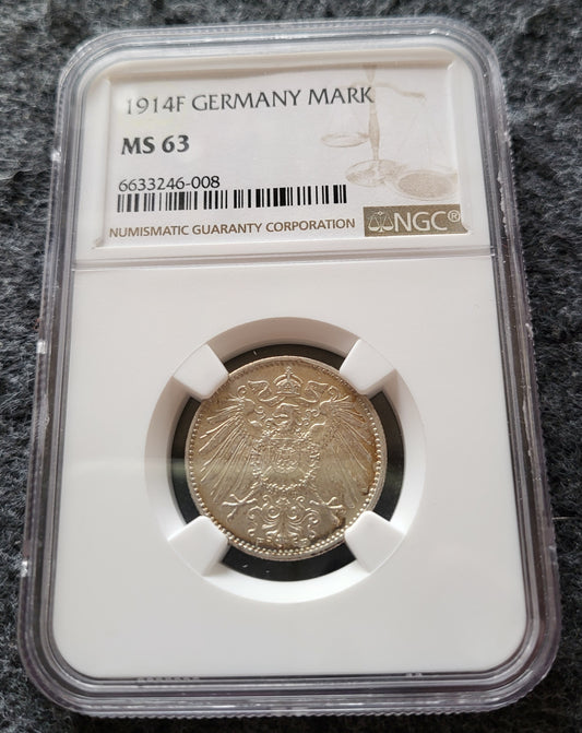 1 Mark 1914 F NGC zertifiziert MS 63