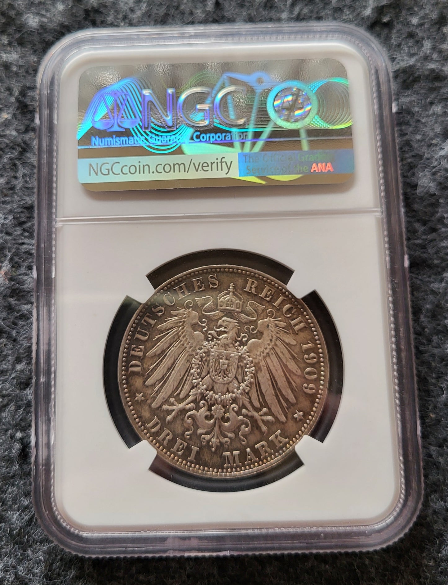 3 Mark Sachsen 1909 NGC zertifiziert MS 63