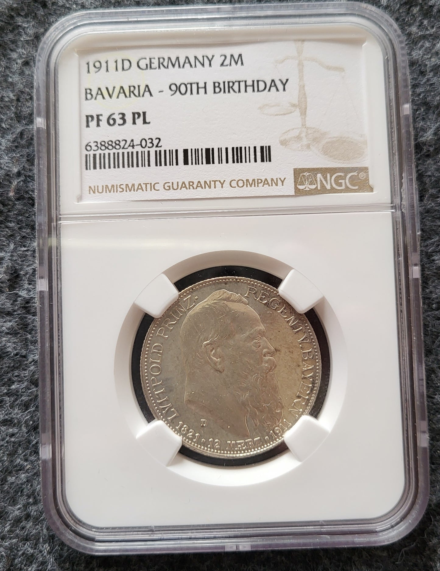2 Mark Bayern 1911 NGC zertifiziert PF 63 Polierte Platte
