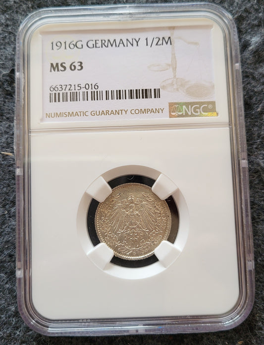 1/2 Mark Kaiserreich 1916G NGC MS 63