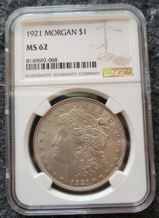 Morgan Dollar 1921 NGC MS 62