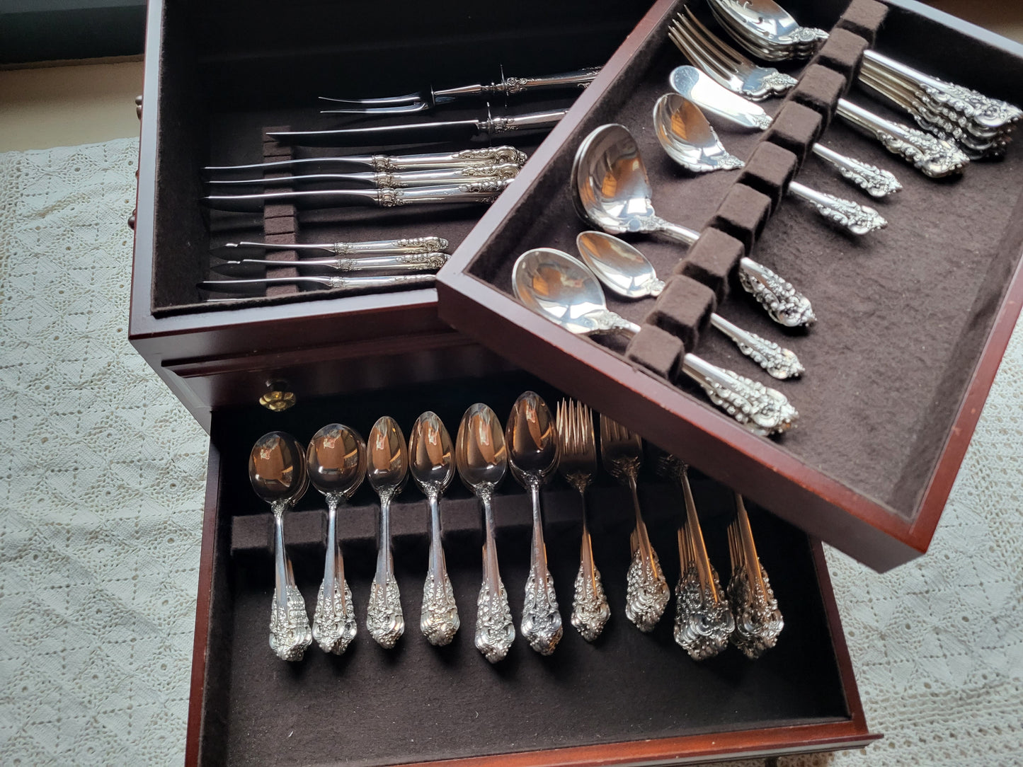 Silber Besteck Grand Baroque Sterling Silber 925 6.700g.  Handarbeit