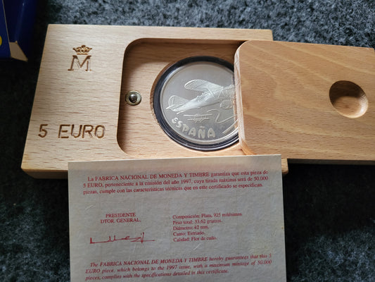 1oz Silber Spanien Flugzeug Münze in Holzbox