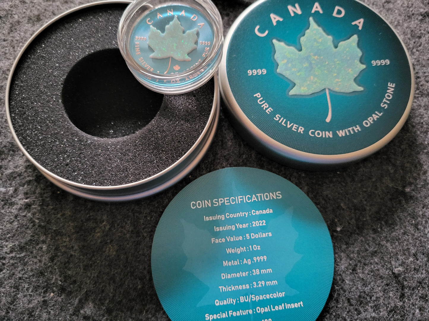 1oz Silber Maple Leaf 2022 mit Opal Insert