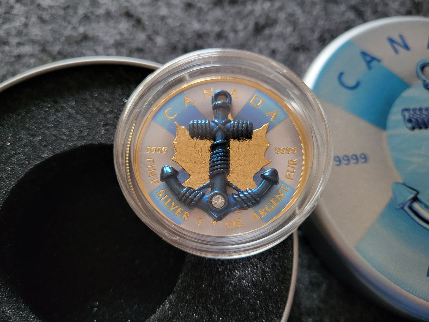 1oz Silber Maple Leaf 2023 Anker mit Juwelen Insert