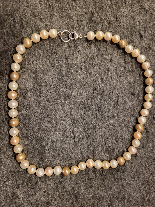Perlenkette mit natürlichen Perlen 925er Silber Verschluss