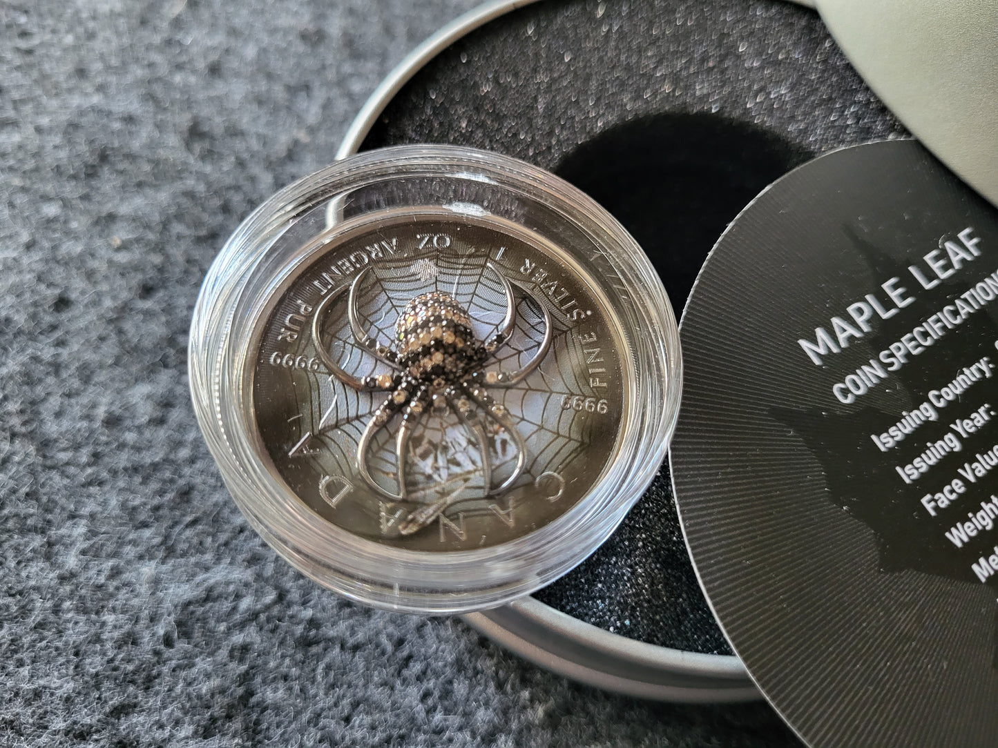 1oz Silber Maple Leaf 2025 Spinne mit Juwelen Insert