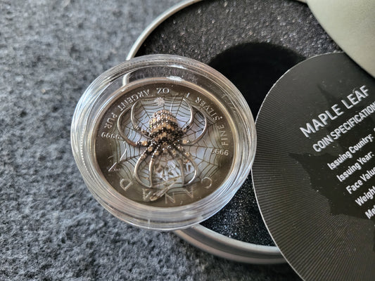 1oz Silber Maple Leaf 2025 Spinne mit Juwelen Insert
