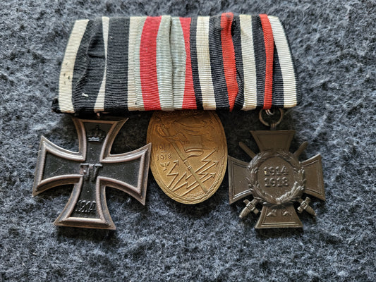 Ordenschnalle mit EK 2. Klasse 1. WK, Ehrenkreuz für Frontkämpfer und Kyffhäuserbund Abzeichen