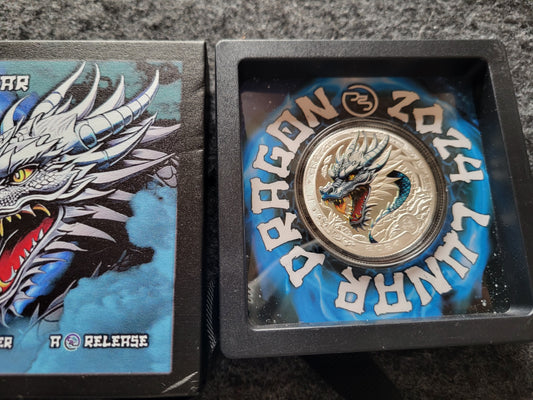1oz Silber Drache coloriert