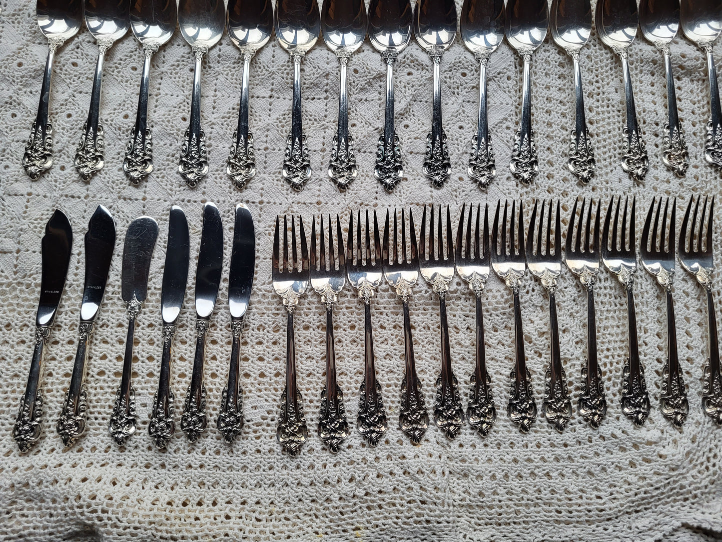 Silber Besteck Grand Baroque Sterling Silber 925 6.700g.  Handarbeit