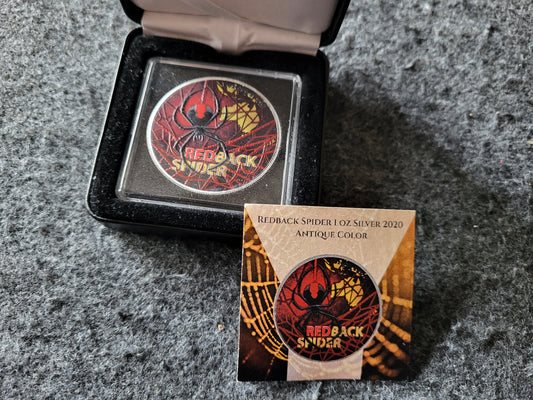 1oz Silber Australias Most Dangerous Redback Spider Coloriert Antik Finish