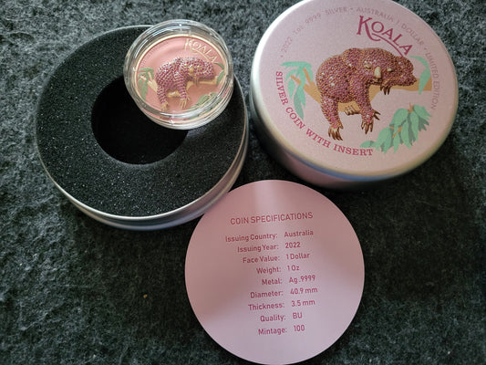 1oz Silber Koala 2022 mit Juwelen Insert