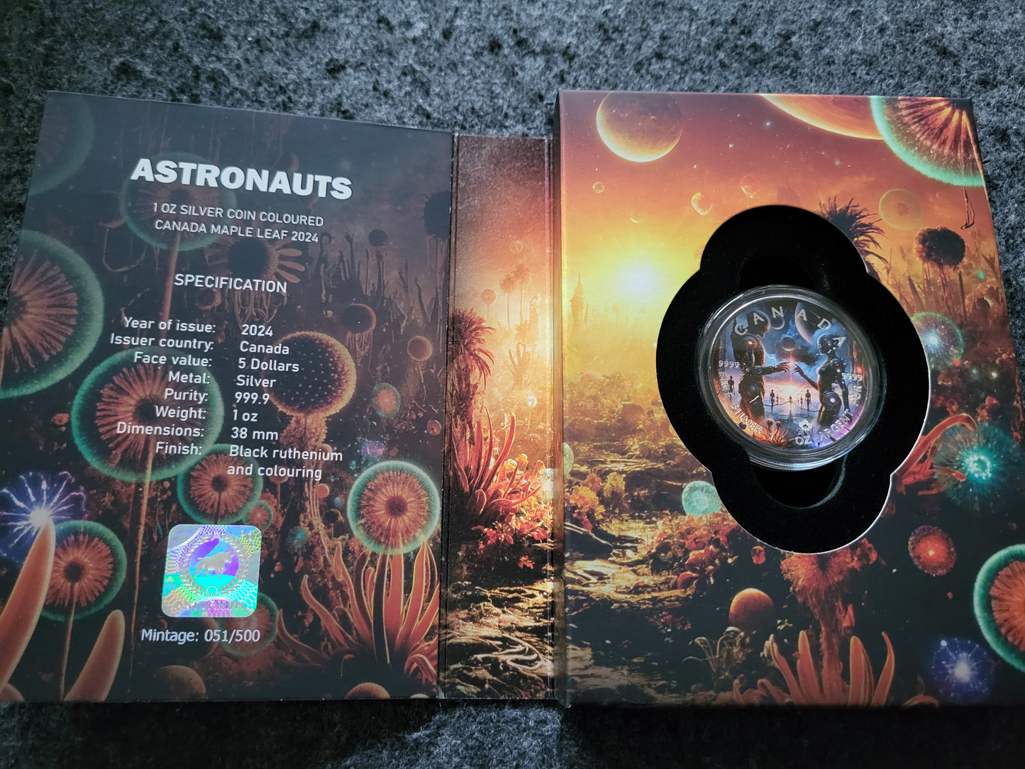 1oz Silber Canada Austronaut Black Ruthenium coloriert