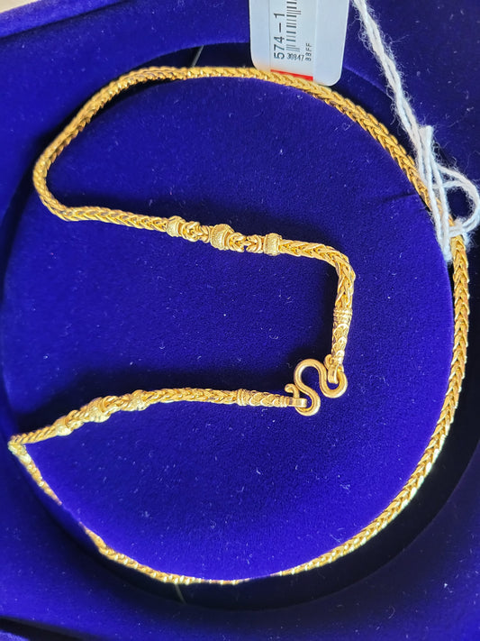 Fuchsschwanzkette mit Goldenen Perlen, Feingold 29,23g Neu.