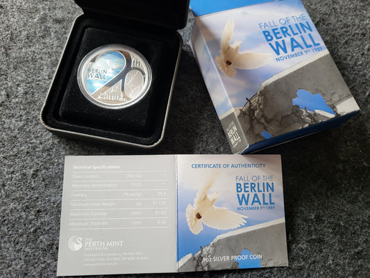 1oz Silber Perth Mint 20 Jahre Fall der Berliner Mauer PP Coloriert