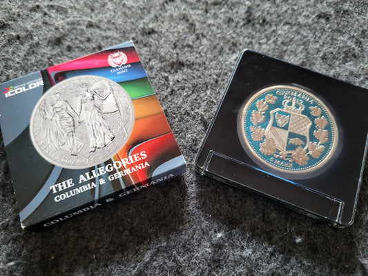 1oz Silber Allegories Germania und Columbia 2019 Erstausgabe Coloriert