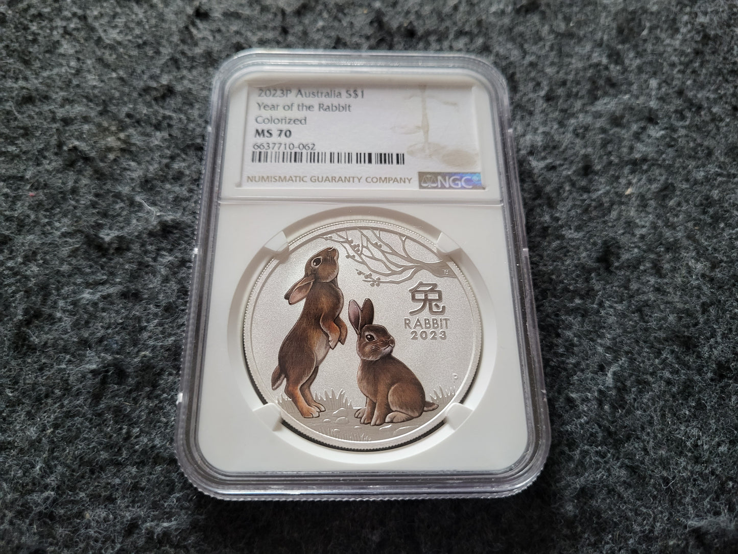 1oz Silber Lunar III Hase 2023 coloriert NGC zertifiziert MS 70