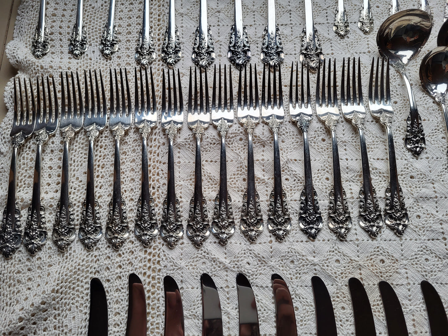 Silber Besteck Grand Baroque Sterling Silber 925 6.700g.  Handarbeit