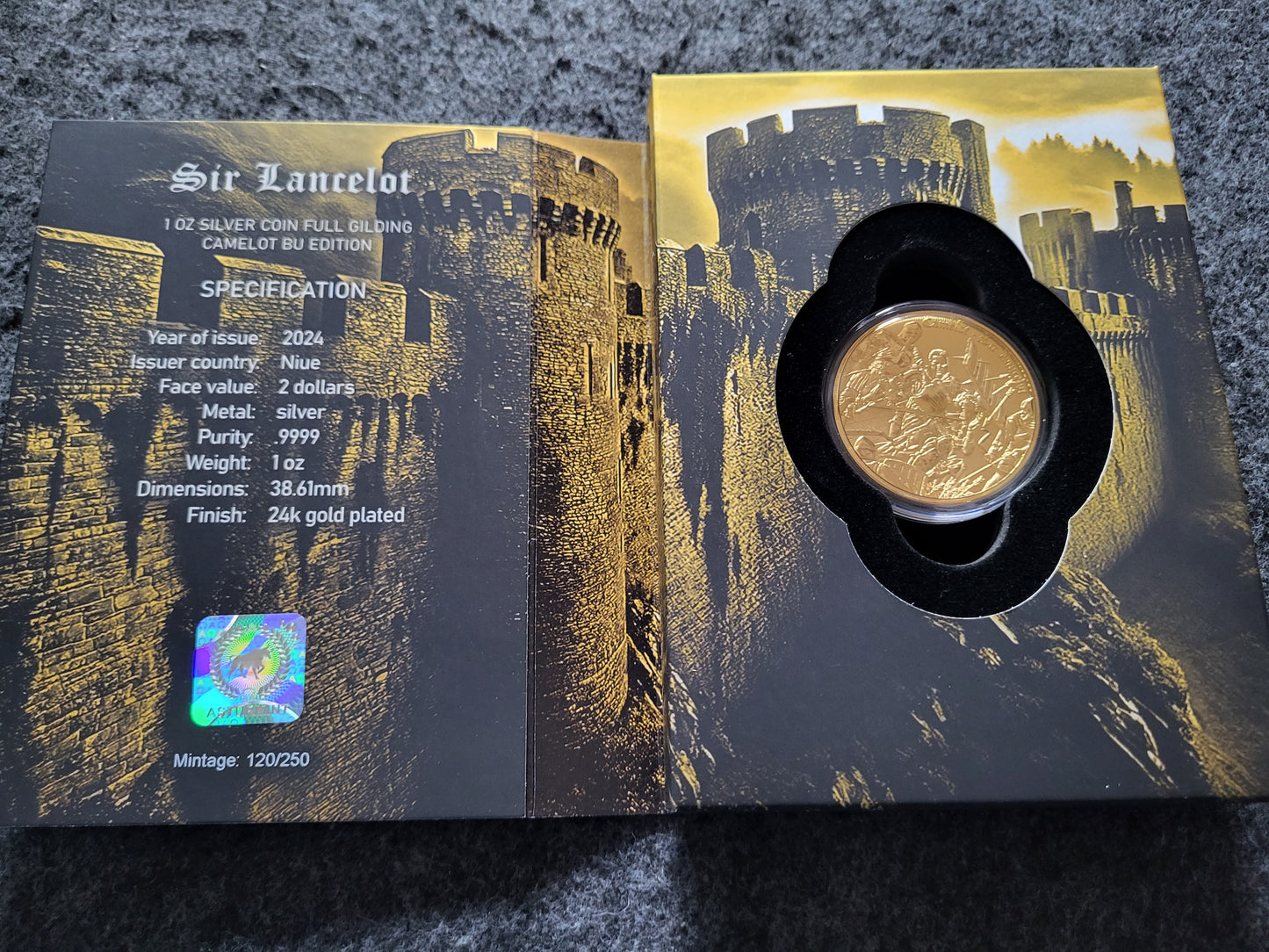 1oz Silber Camelot Sir Lancelot Full Gilded Edition
