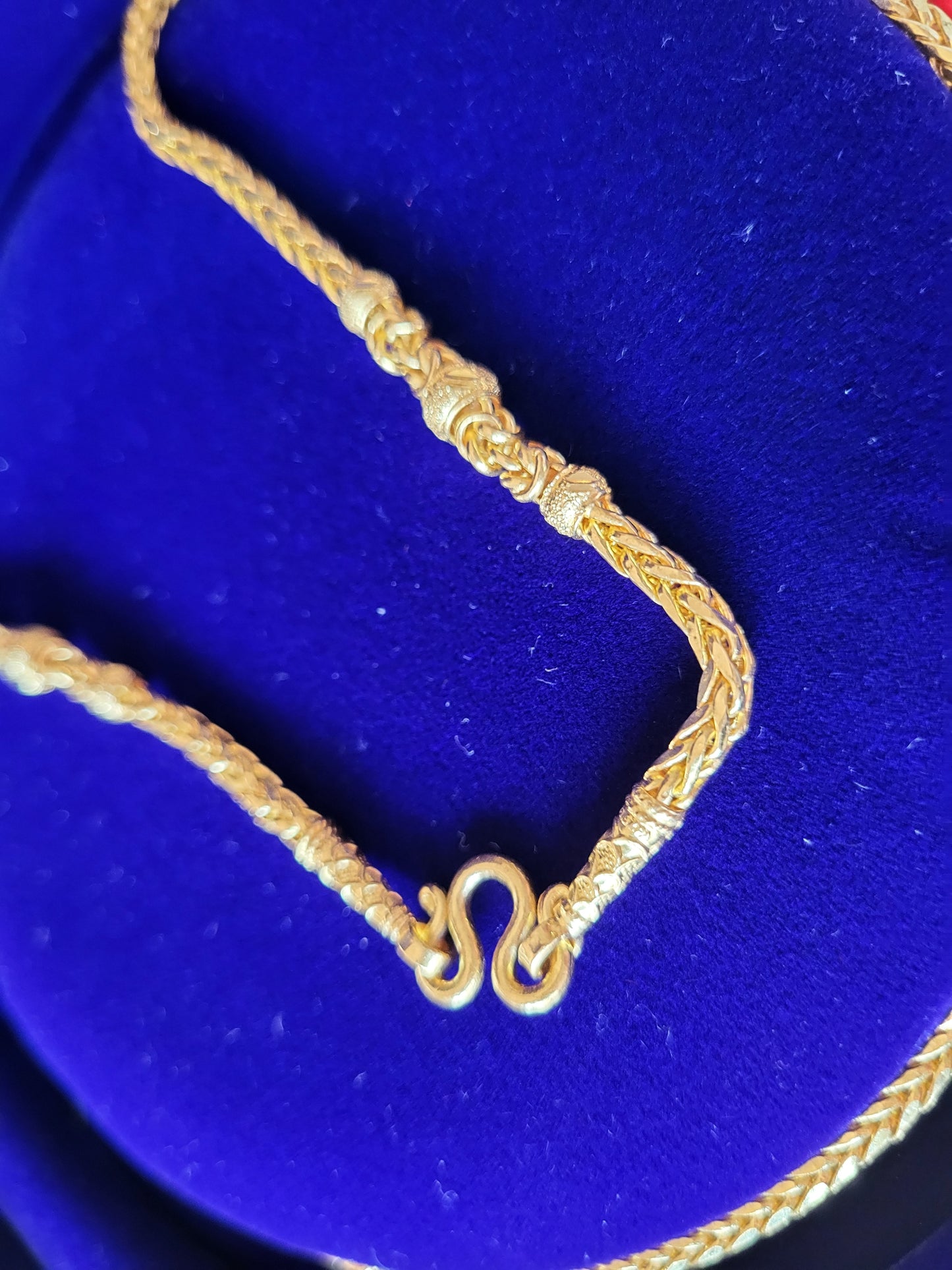 Fuchsschwanzkette mit Goldenen Perlen, Feingold 29,23g Neu.