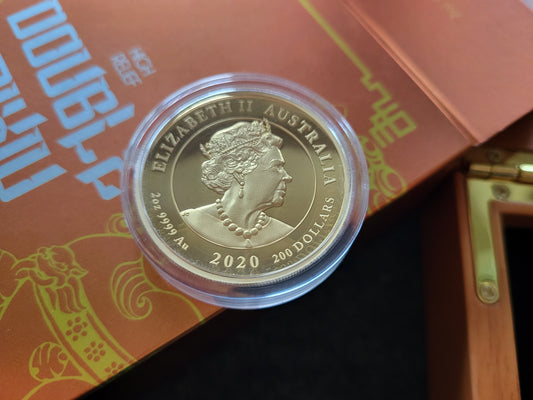 2oz Gold Chinese Myths and Legends Double Pixiu PP High Relief 2020