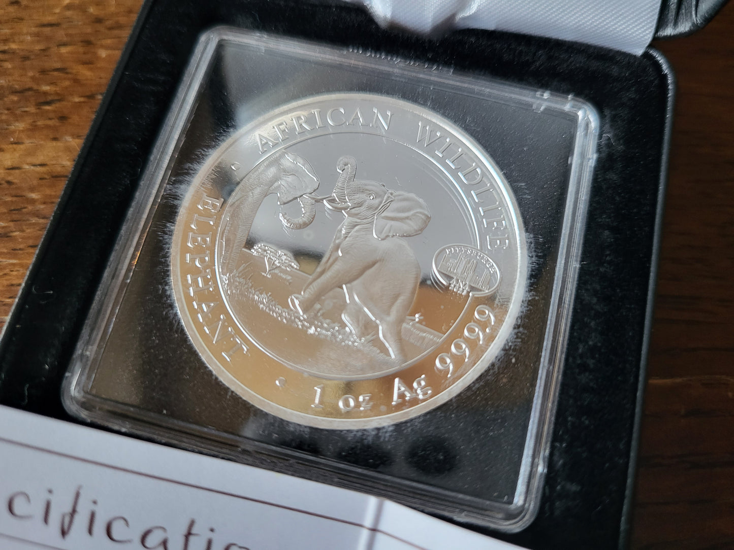 1oz Silber Somalia Elefant 2023 Privy Mark ANA leichte Flecken