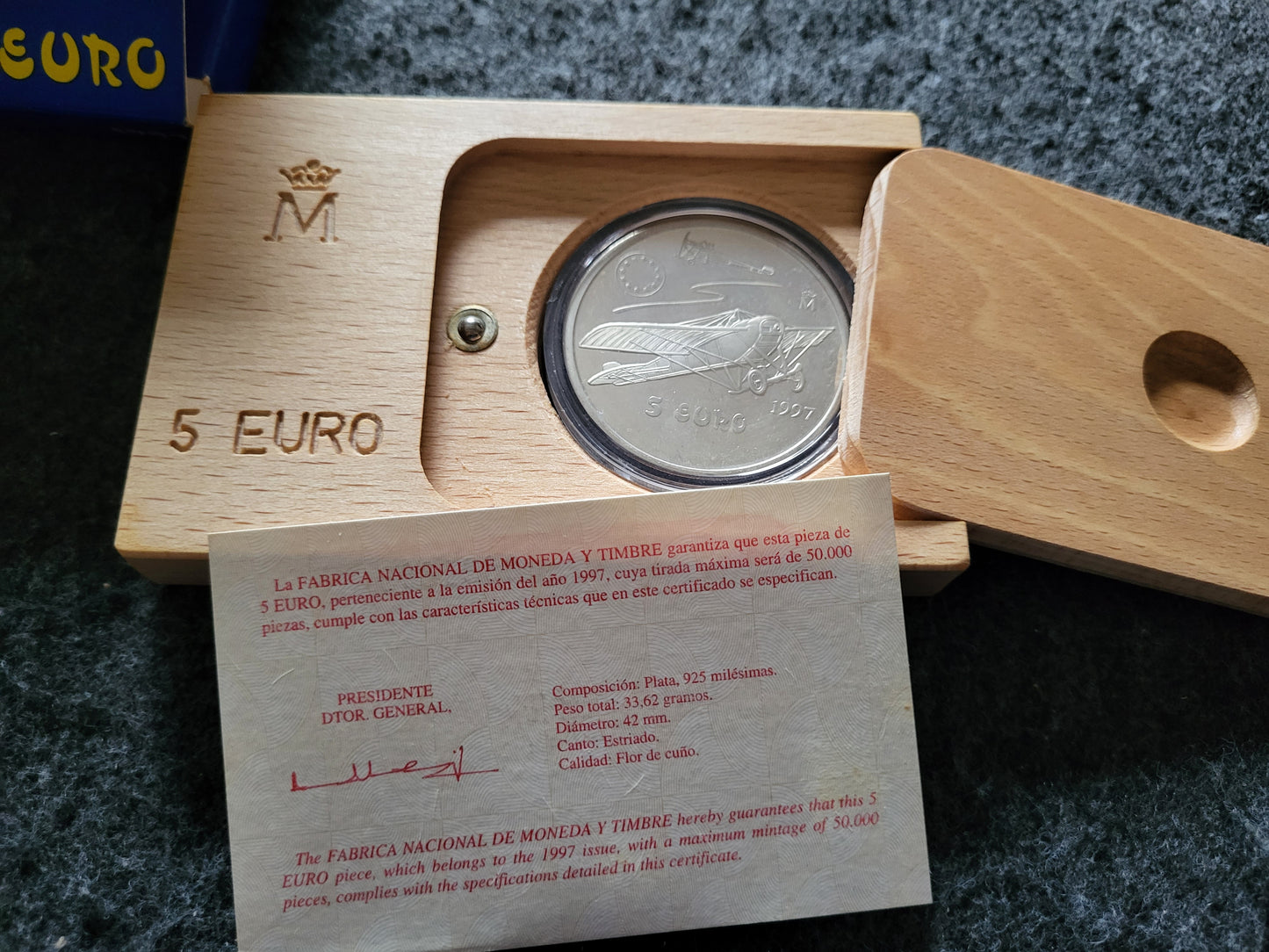 1oz Silber Spanien Flugzeug Münze in Holzbox