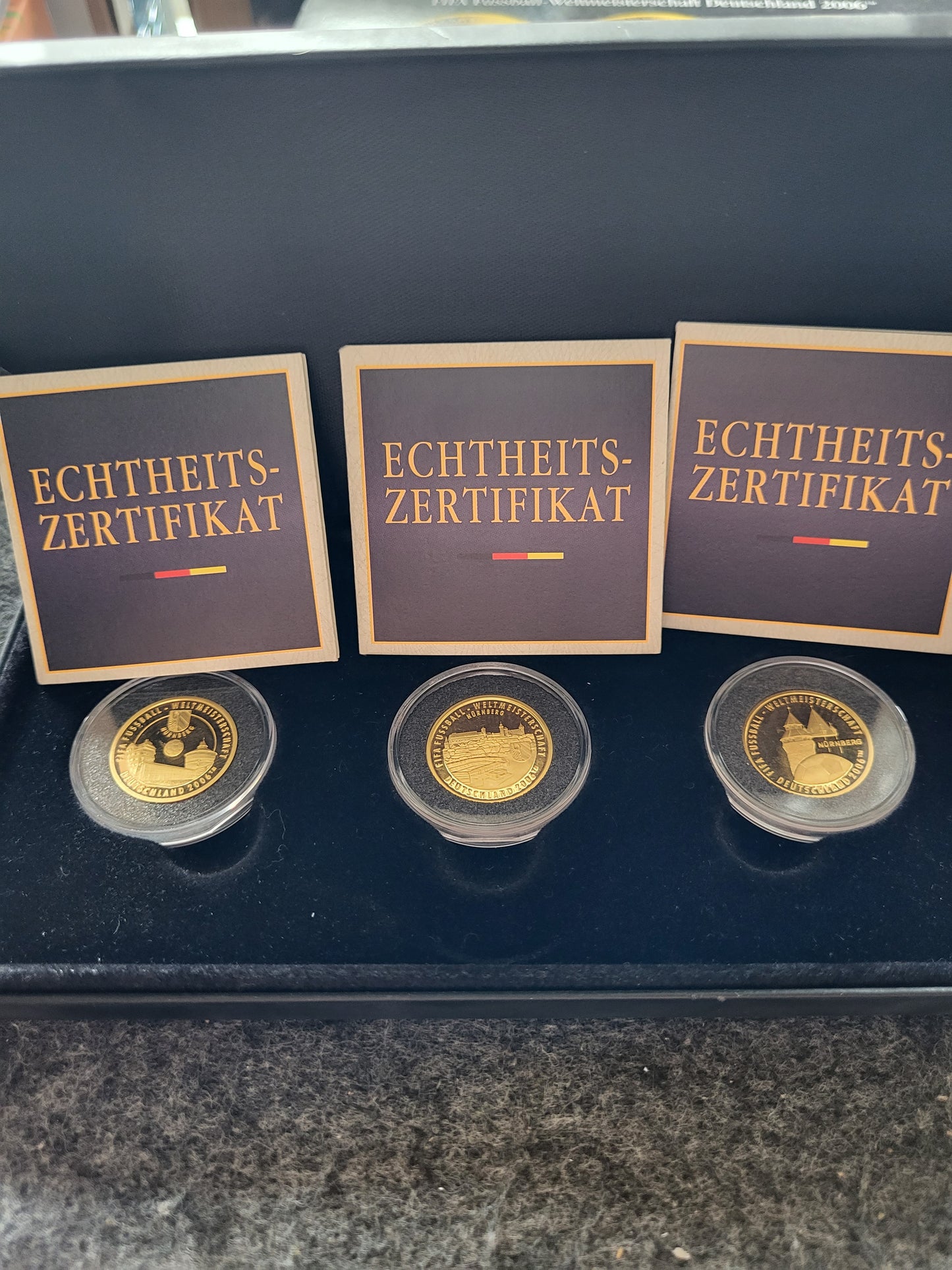 Set 3x 3,53g 585er Goldmünzen Set Fußball WM 2006