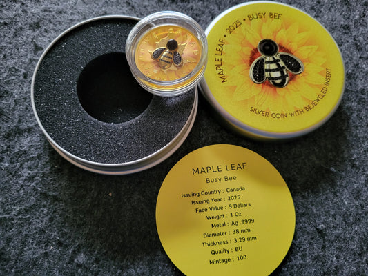 1oz Silber Maple Leaf Biene mit Juwelen Insert