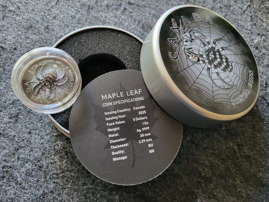 1oz Silber Maple Leaf 2025 Spinne mit Juwelen Insert