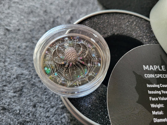 1oz Silber Maple Leaf 2025 Spinne mit Juwelen Insert