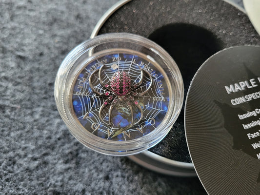 1oz Silber Maple Leaf 2025 Spinne mit Juwelen Insert