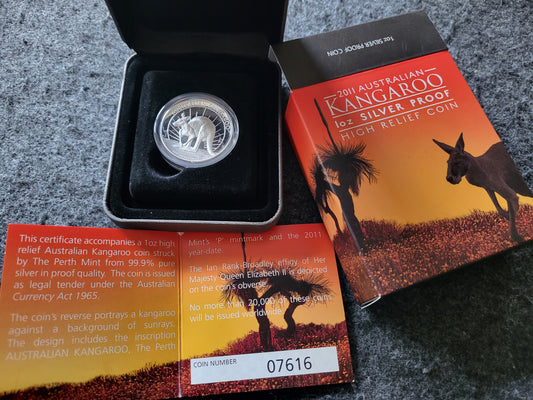 1oz Silber Australian Kangaroo 2011 PP High Relief